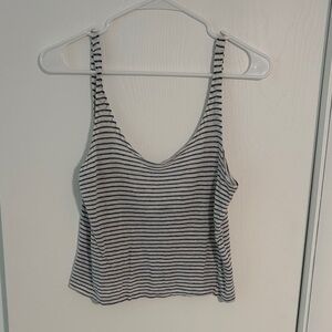 Monrow Black and White Striped Camisole